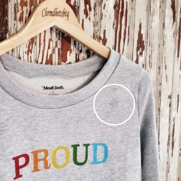 ModCloth Graphic Sweatshirt Grey Print Size S - Picture 6 of 10